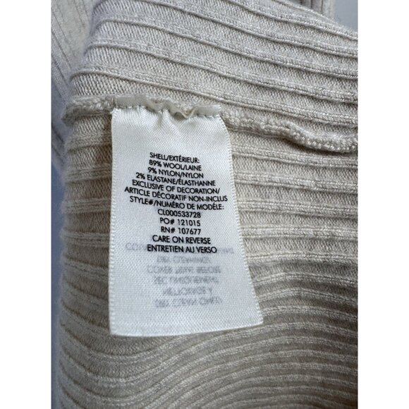 Alice + Olivia Jenner Crew Neck Dress Midi Ribbed Wool Sz L Oatmeal - Picture 11 of 16